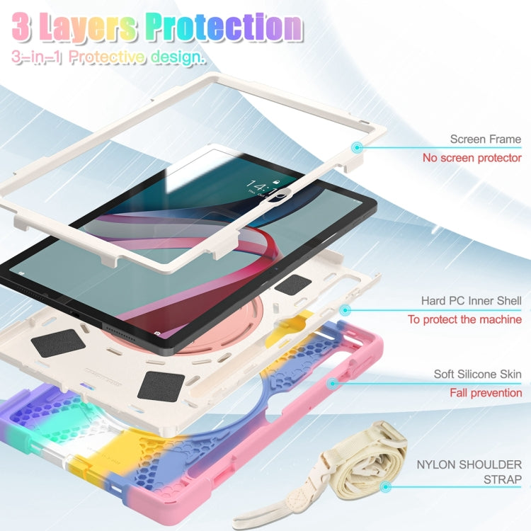 For Lenovo Pad Pro 2022 11.2 inch Silicone + PC Protective Tablet Case(Colorful Pink)