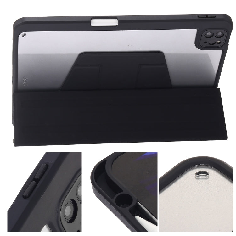 For iPad Air 13 2025 / 2024 / Pro 12.9 2022 3-Fold 360 Rotation Acrylic Leather Smart Tablet Case(Black)