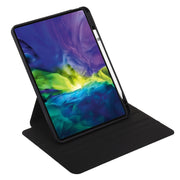 For iPad Air 13 2025 / 2024 / Pro 12.9 2022 3-Fold 360 Rotation Acrylic Leather Smart Tablet Case(Black)