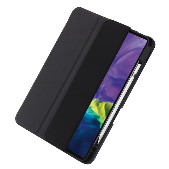 For iPad Air 13 2025 / 2024 / Pro 12.9 2022 3-Fold 360 Rotation Acrylic Leather Smart Tablet Case(Black)
