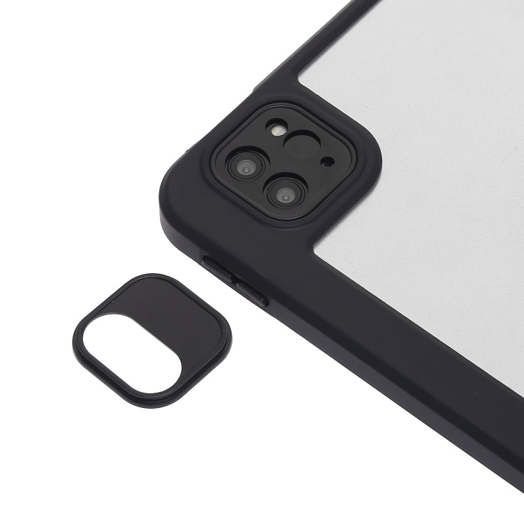For iPad Air 13 2025 / 2024 / Pro 12.9 2022 3-Fold 360 Rotation Acrylic Leather Smart Tablet Case(Black)