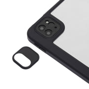 For iPad Air 13 2025 / 2024 / Pro 12.9 2022 3-Fold 360 Rotation Acrylic Leather Smart Tablet Case(Black)