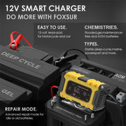 FOXSUR 6A 12V Motorcycle / Car Smart Battery Charger, Plug Type:US Plug(Yellow)
