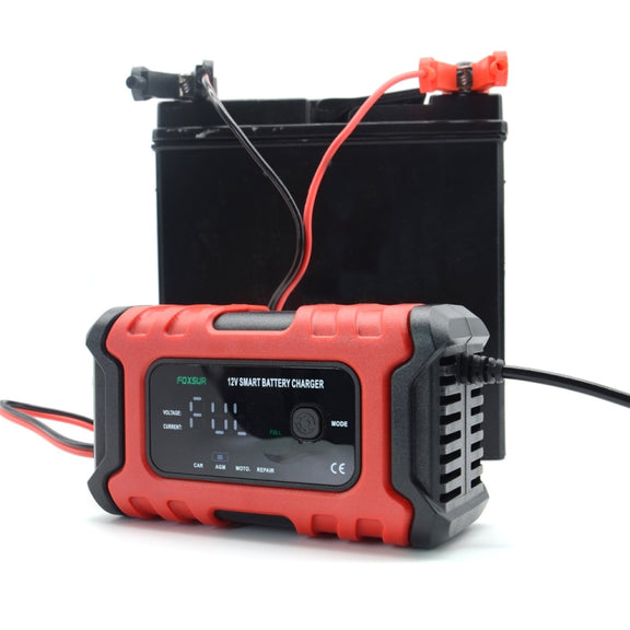 FOXSUR 6A 12V Motorcycle / Car Smart Battery Charger, Plug Type:UK Plug(Red)