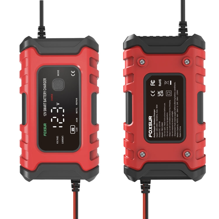 FOXSUR 6A 12V Motorcycle / Car Smart Battery Charger, Plug Type:EU Plug(Red)