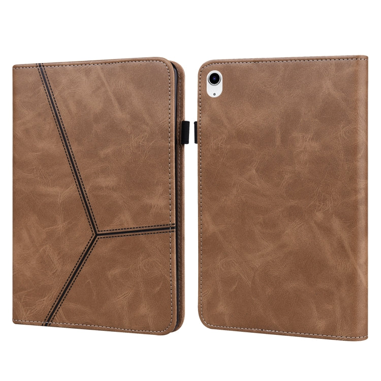 For iPad 2025 / 2022 Solid Color Embossed Striped Leather Tablet Case(Brown)