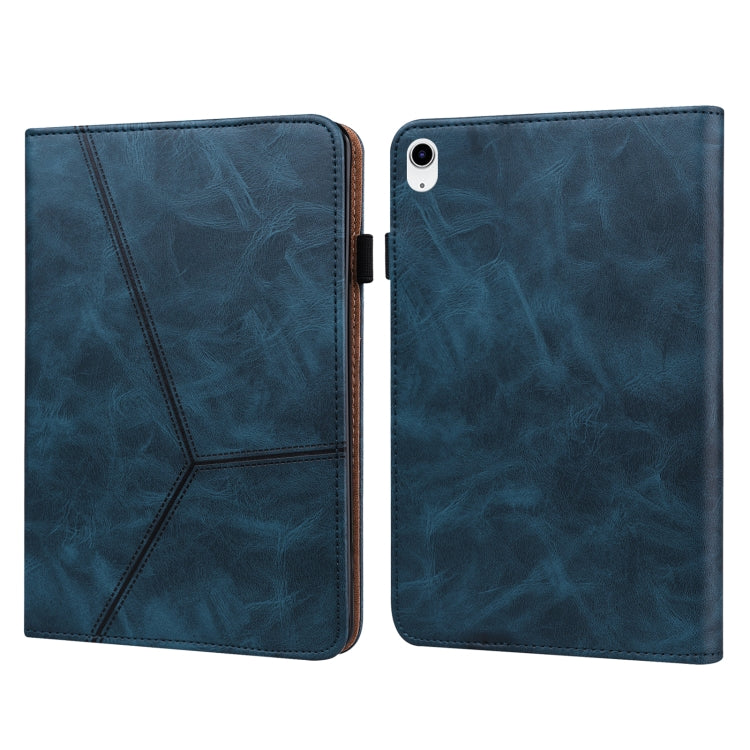 For iPad 2025 / 2022 Solid Color Embossed Striped Leather Tablet Case(Blue)