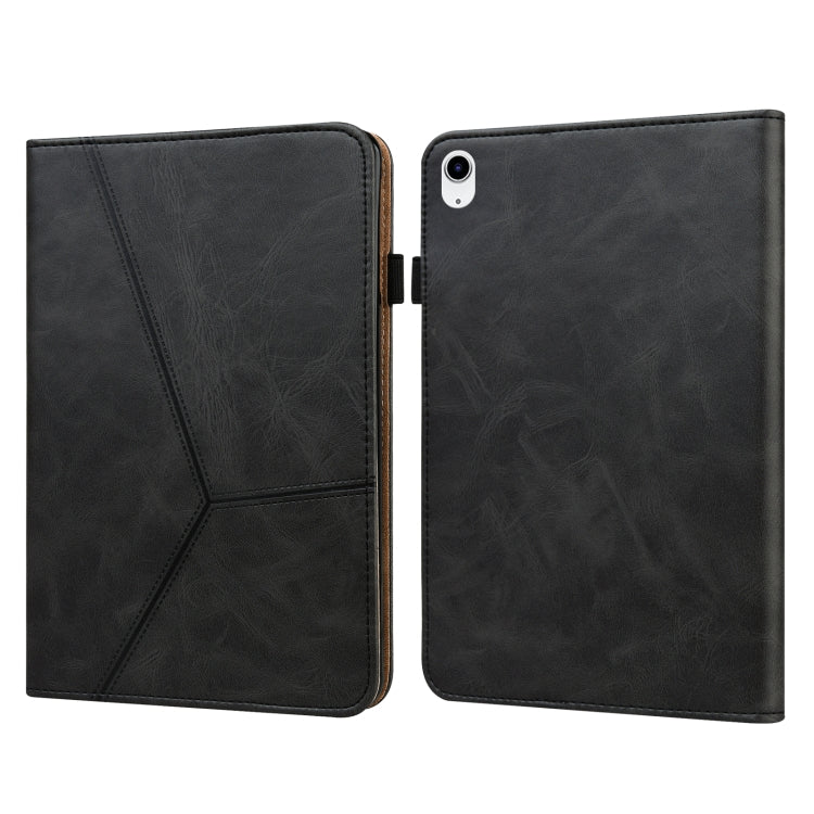 For iPad 2025 / 2022 Solid Color Embossed Striped Leather Tablet Case(Black)