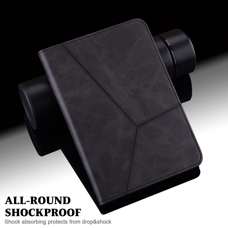 For iPad 2025 / 2022 Solid Color Embossed Striped Leather Tablet Case(Black)