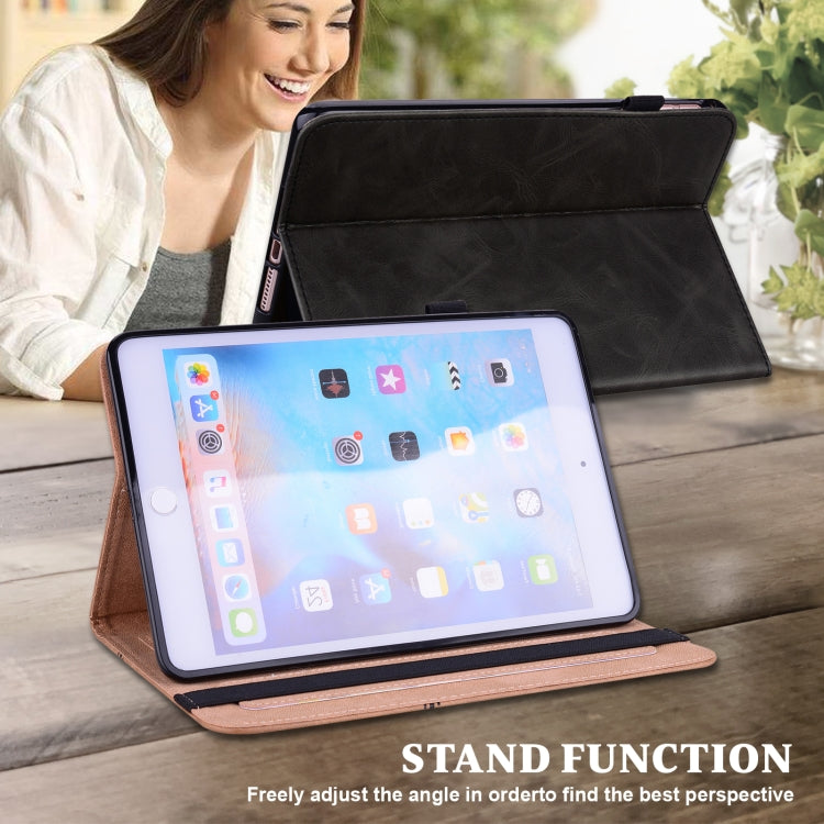 For iPad 2025 / 2022 Solid Color Embossed Striped Leather Tablet Case(Black)