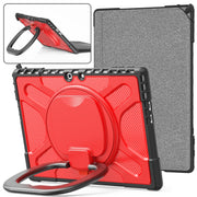 For MicroSoft Surface Pro 9 / 10 / 11 Handle Rotatable Kickstand Shockproof Tablet Case(Red)