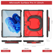 For MicroSoft Surface Pro 9 / 10 / 11 Handle Rotatable Kickstand Shockproof Tablet Case(Red)