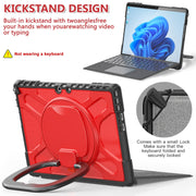 For MicroSoft Surface Pro 9 / 10 / 11 Handle Rotatable Kickstand Shockproof Tablet Case(Red)