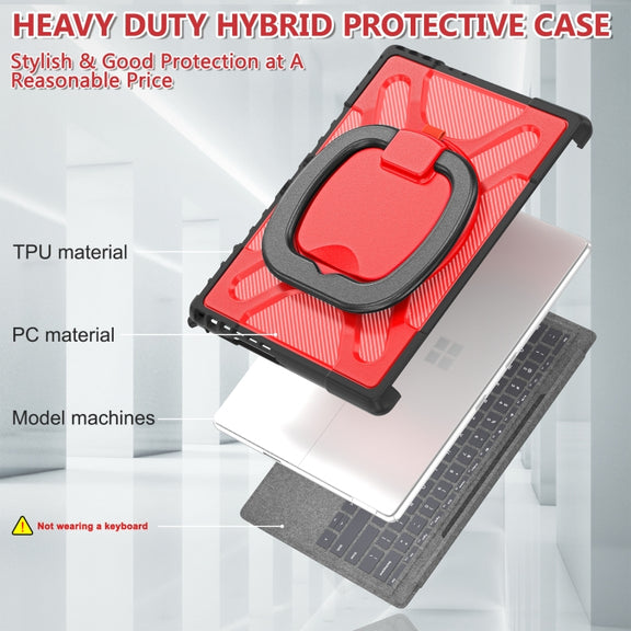 For MicroSoft Surface Pro 9 / 10 / 11 Handle Rotatable Kickstand Shockproof Tablet Case(Red)