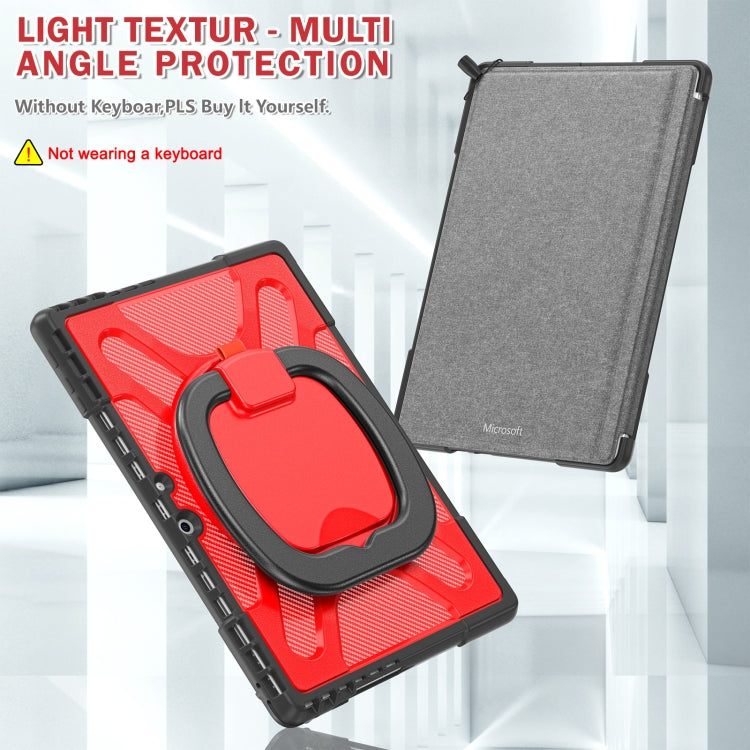 For MicroSoft Surface Pro 9 / 10 / 11 Handle Rotatable Kickstand Shockproof Tablet Case(Red)