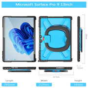 For MicroSoft Surface Pro 9 / 10 / 11 Handle Rotatable Kickstand Shockproof Tablet Case(Blue)