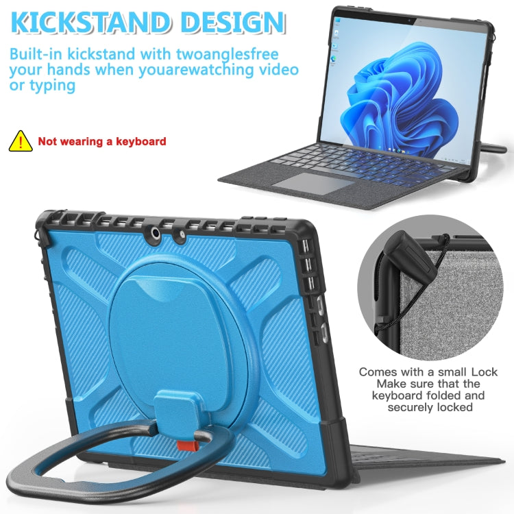 For MicroSoft Surface Pro 9 / 10 / 11 Handle Rotatable Kickstand Shockproof Tablet Case(Blue)