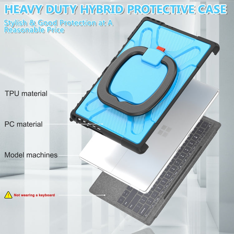 For MicroSoft Surface Pro 9 / 10 / 11 Handle Rotatable Kickstand Shockproof Tablet Case(Blue)