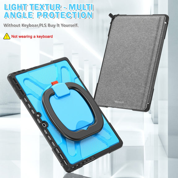 For MicroSoft Surface Pro 9 / 10 / 11 Handle Rotatable Kickstand Shockproof Tablet Case(Blue)