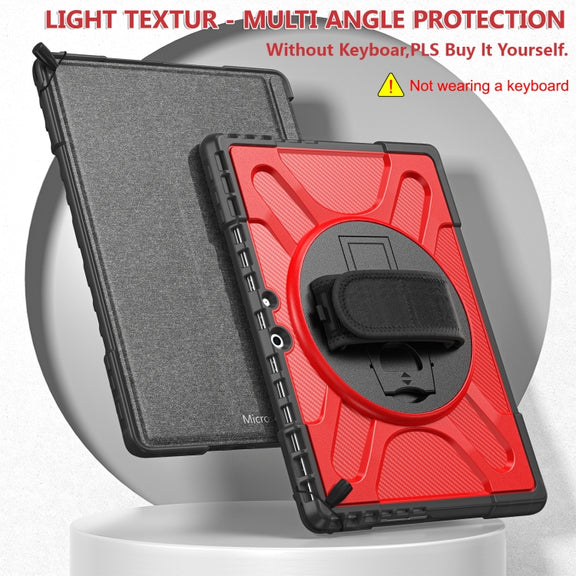 For MicroSoft Surface Pro 9 / 10 / 11 Rotatable Kickstand Grip Shockproof Tablet Case(Red)
