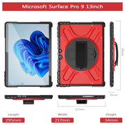 For MicroSoft Surface Pro 9 / 10 / 11 Rotatable Kickstand Grip Shockproof Tablet Case(Red)