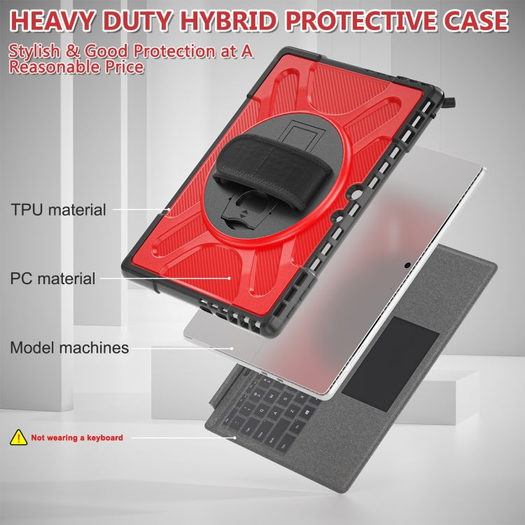 For MicroSoft Surface Pro 9 / 10 / 11 Rotatable Kickstand Grip Shockproof Tablet Case(Red)