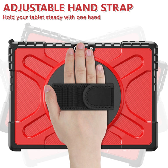For MicroSoft Surface Pro 9 / 10 / 11 Rotatable Kickstand Grip Shockproof Tablet Case(Red)