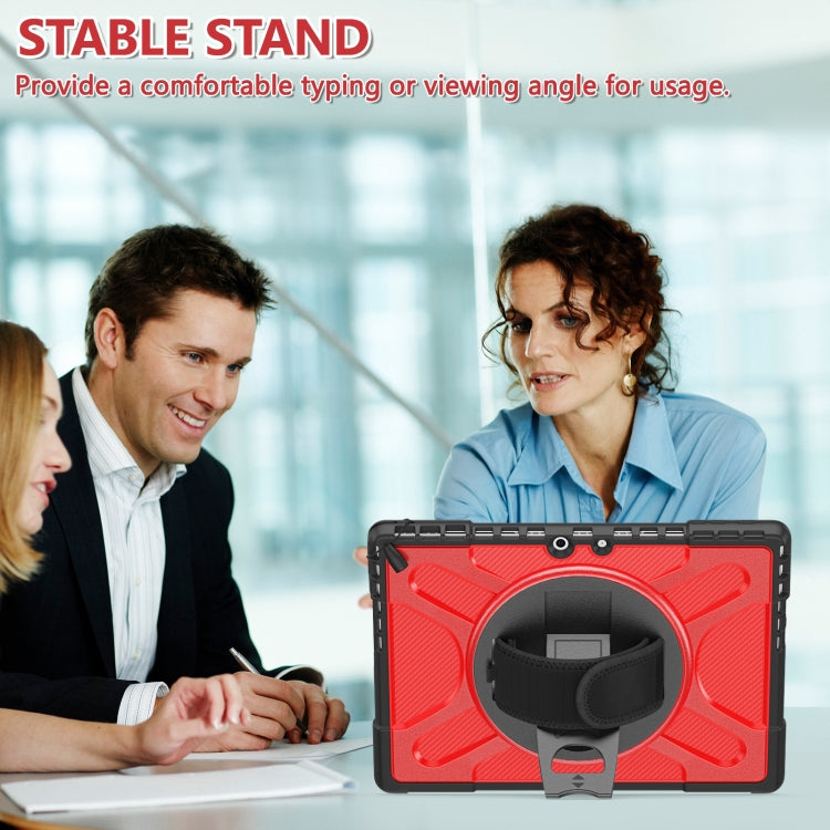 For MicroSoft Surface Pro 9 / 10 / 11 Rotatable Kickstand Grip Shockproof Tablet Case(Red)