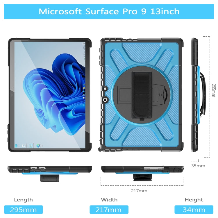 For MicroSoft Surface Pro 9 / 10 / 11 Rotatable Kickstand Grip Shockproof Tablet Case(Blue)