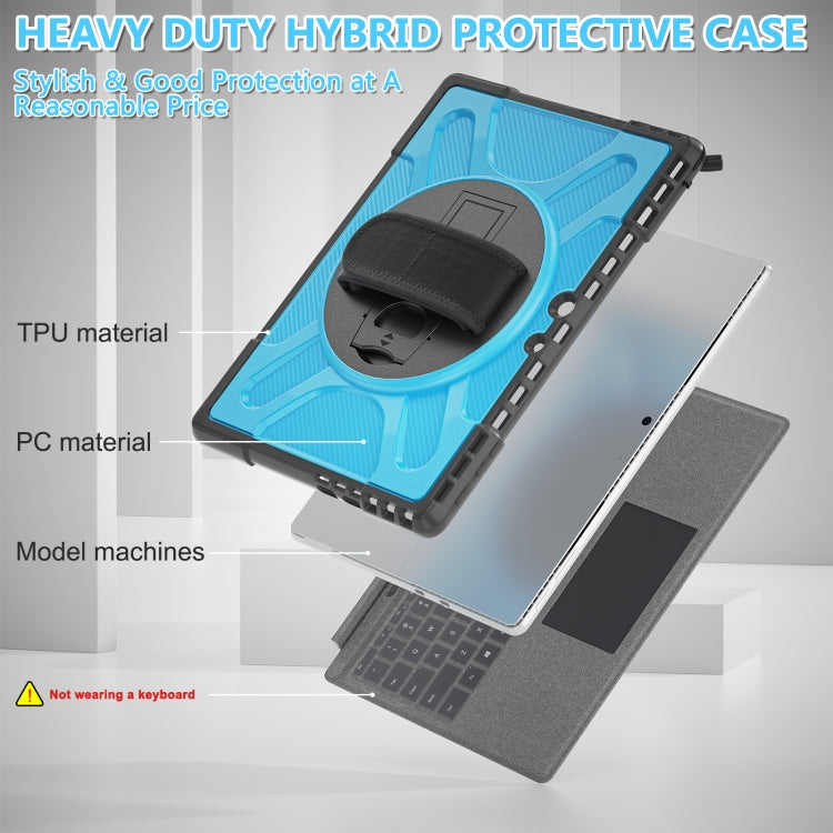 For MicroSoft Surface Pro 9 / 10 / 11 Rotatable Kickstand Grip Shockproof Tablet Case(Blue)