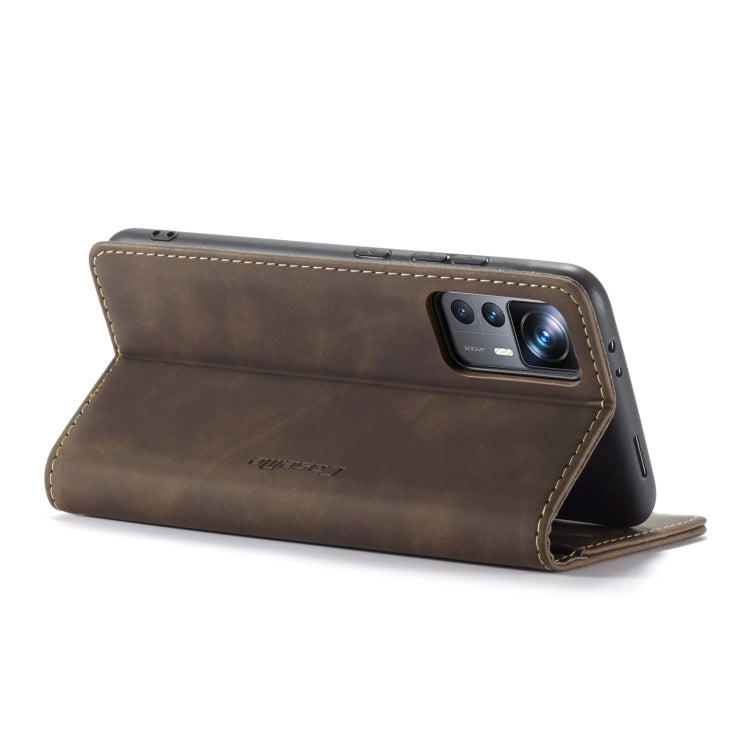 For Xiaomi 12T / 12T Pro CaseMe 013 Multifunctional Horizontal Flip Leather Phone Case(Coffee)
