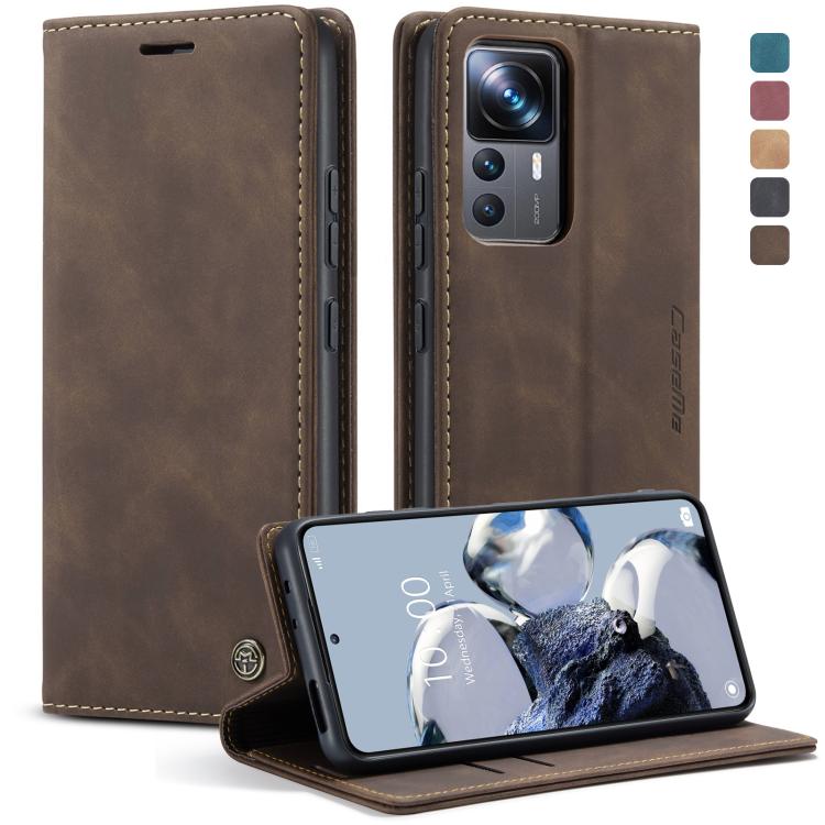 For Xiaomi 12T / 12T Pro CaseMe 013 Multifunctional Horizontal Flip Leather Phone Case(Coffee)