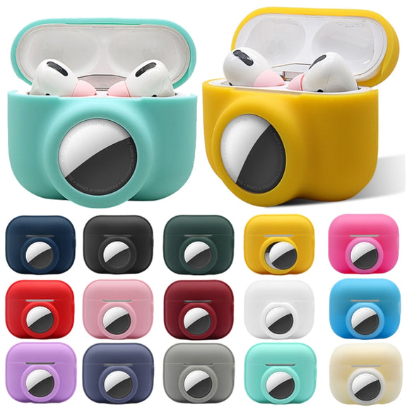 For AirPods Pro 2 / AirTag 2 in 1 Shockproof Full Coverage Silicone Protective Case(Black)