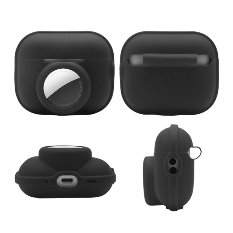 For AirPods Pro 2 / AirTag 2 in 1 Shockproof Full Coverage Silicone Protective Case(Black)
