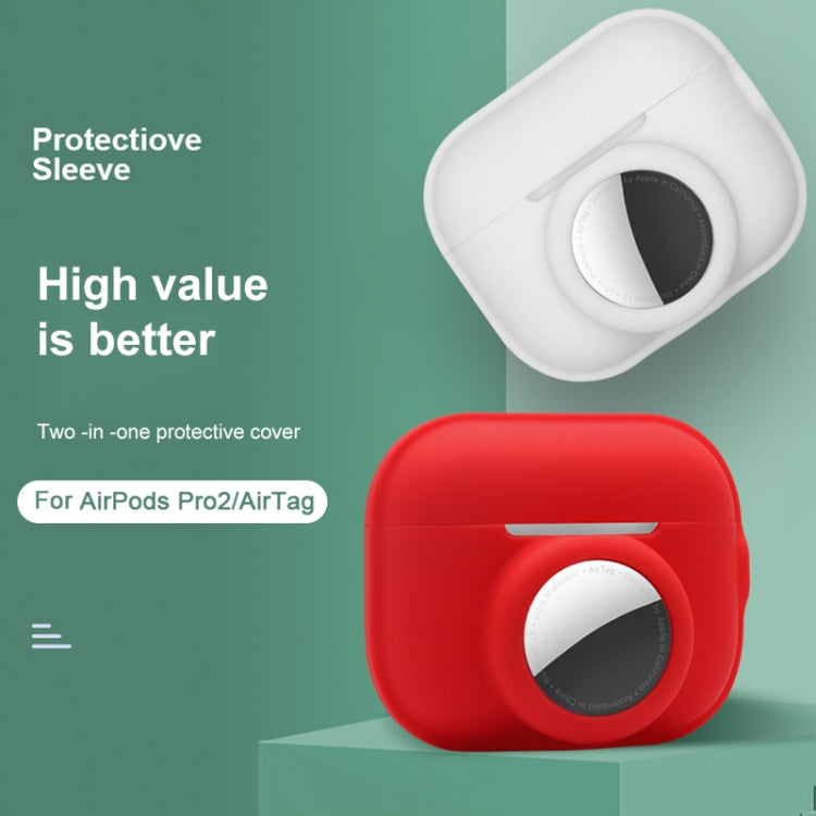For AirPods Pro 2 / AirTag 2 in 1 Shockproof Full Coverage Silicone Protective Case(Apricot)