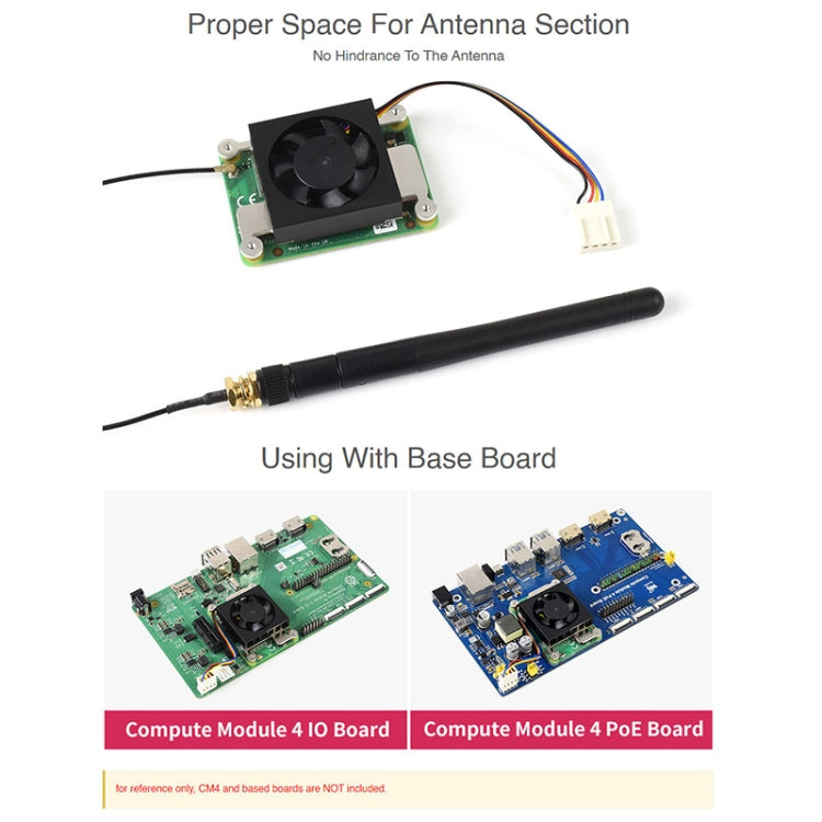 Waveshare Dedicated 3007 Cooling Fan for Raspberry Pi Compute Module 4 CM4, Power Supply:5V
