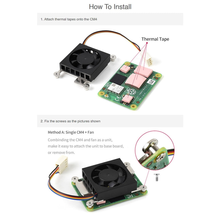 Waveshare Dedicated 3007 Cooling Fan for Raspberry Pi Compute Module 4 CM4, Power Supply:5V