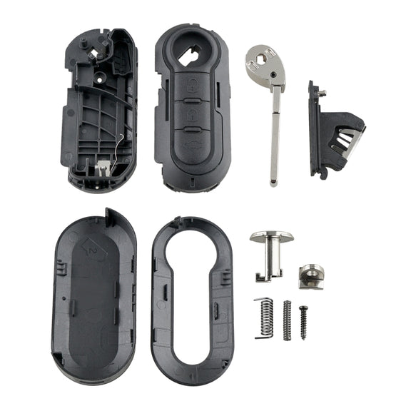 For Fiat 3 Button Folding Car Key Case Remote Control Shell SIP22, Style:White Switch Trunk Button