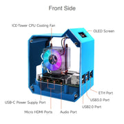 For Raspberry Pi 4B Waveshare Desktop Computer Fan LED Light Mini Tower Set(Blue)