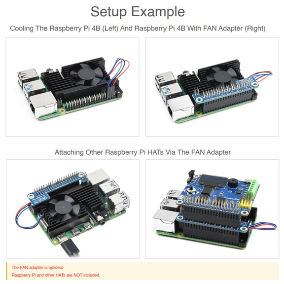 Waveshare Dedicated All-In-One Aluminum Alloy Cooling Fan For Raspberry Pi 4B
