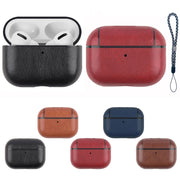 For AirPods Pro 2 Wireless Earphone Leather Shockproof Protective Case with Lanyard(Blue)