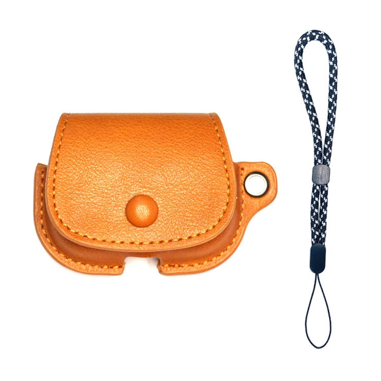 For AirPods 1 / 2 Backpack Style PU Leather Earphone Protective Case with Lanyard(Light Brown)