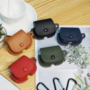 For AirPods 1 / 2 Backpack Style PU Leather Earphone Protective Case with Lanyard(Black)