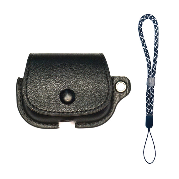 For AirPods Pro Backpack Style PU Leather Earphone Protective Case with Lanyard(Black)