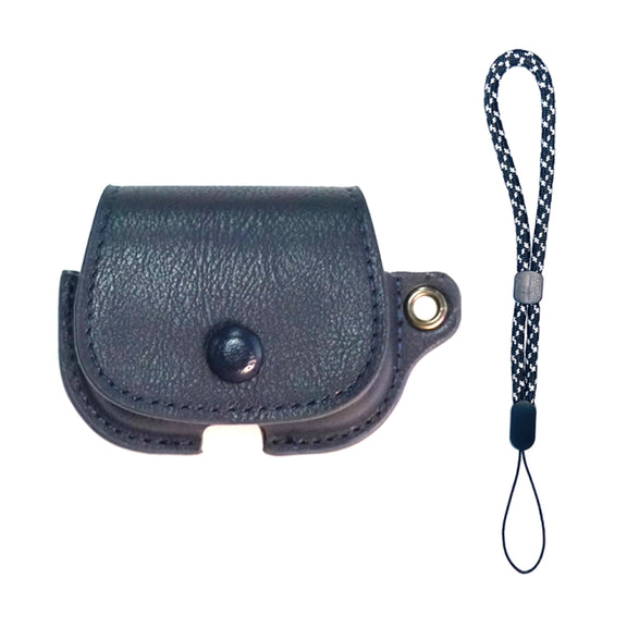 For AirPods Pro Backpack Style PU Leather Earphone Protective Case with Lanyard(Dark Blue)