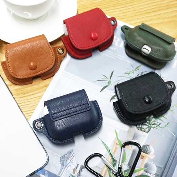 For AirPods Pro Backpack Style PU Leather Earphone Protective Case with Lanyard(Black)