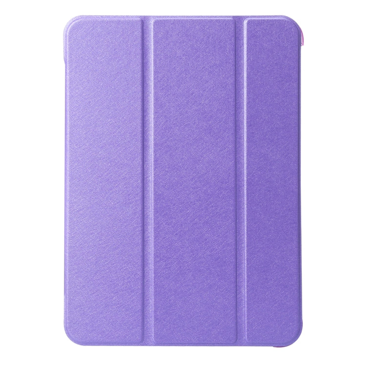 For iPad 10th Gen 10.9 2022 Silk Texture Three-fold Horizontal Flip Leather Tablet Case(Purple)