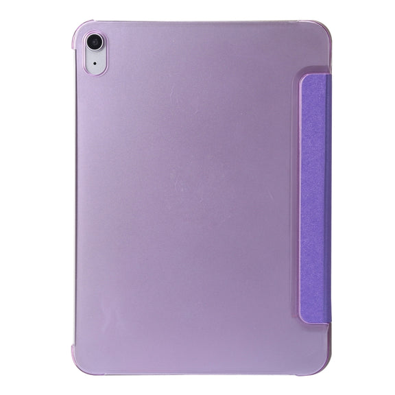 For iPad 10th Gen 10.9 2022 Silk Texture Three-fold Horizontal Flip Leather Tablet Case(Purple)