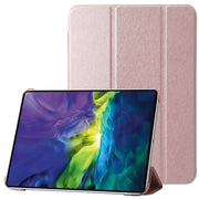 For iPad 2025 / 2022 Silk Texture Three-fold Horizontal Flip Leather Tablet Case(Rose Gold)