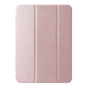 For iPad 2025 / 2022 Silk Texture Three-fold Horizontal Flip Leather Tablet Case(Rose Gold)